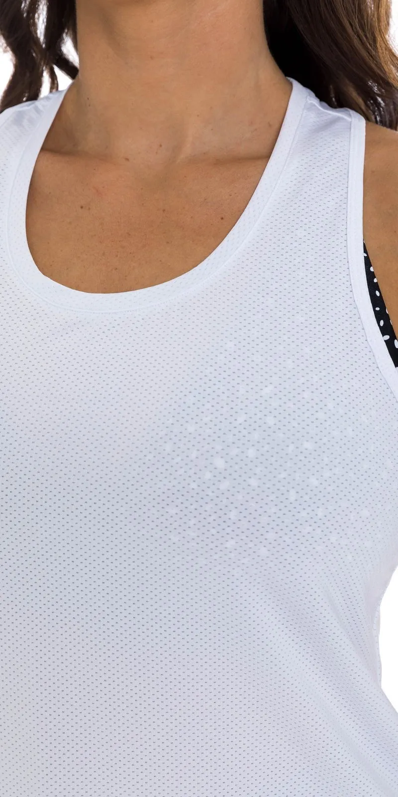 White Meshed Racer Back Tank