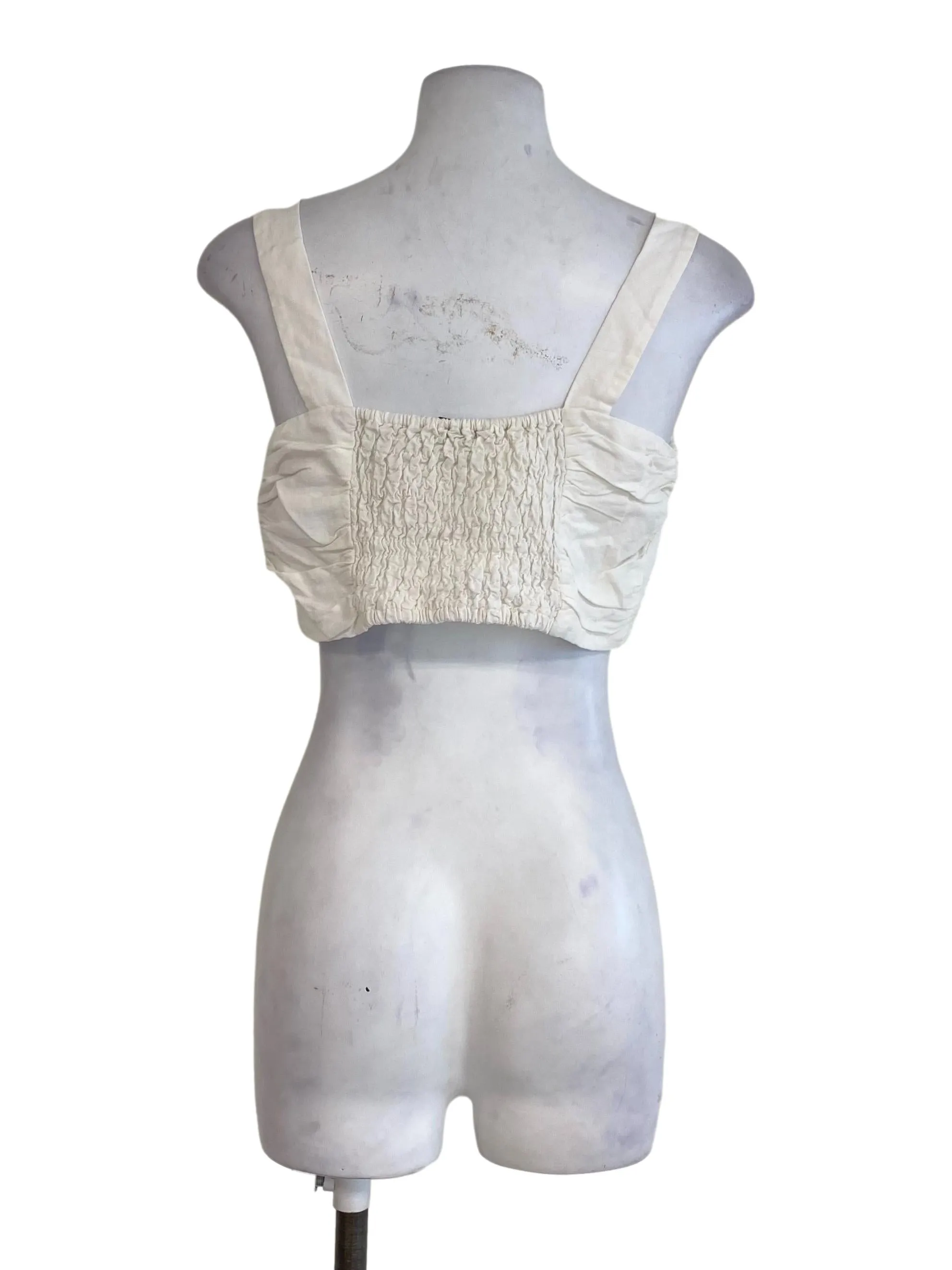 White Plain Crop Tank Top