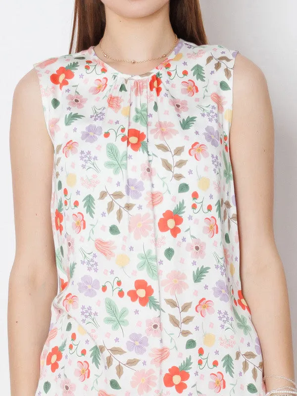 White Printed Relaxed Fit Top