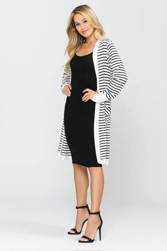 White Striped Bamboo Cardigan
