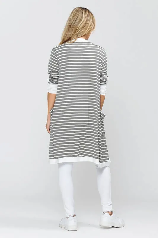 White Striped Bamboo Cardigan