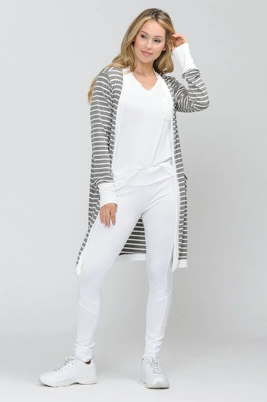 White Striped Bamboo Cardigan