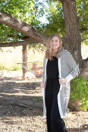 White Striped Bamboo Cardigan