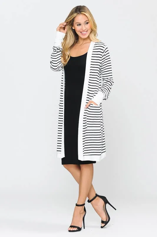 White Striped Bamboo Cardigan