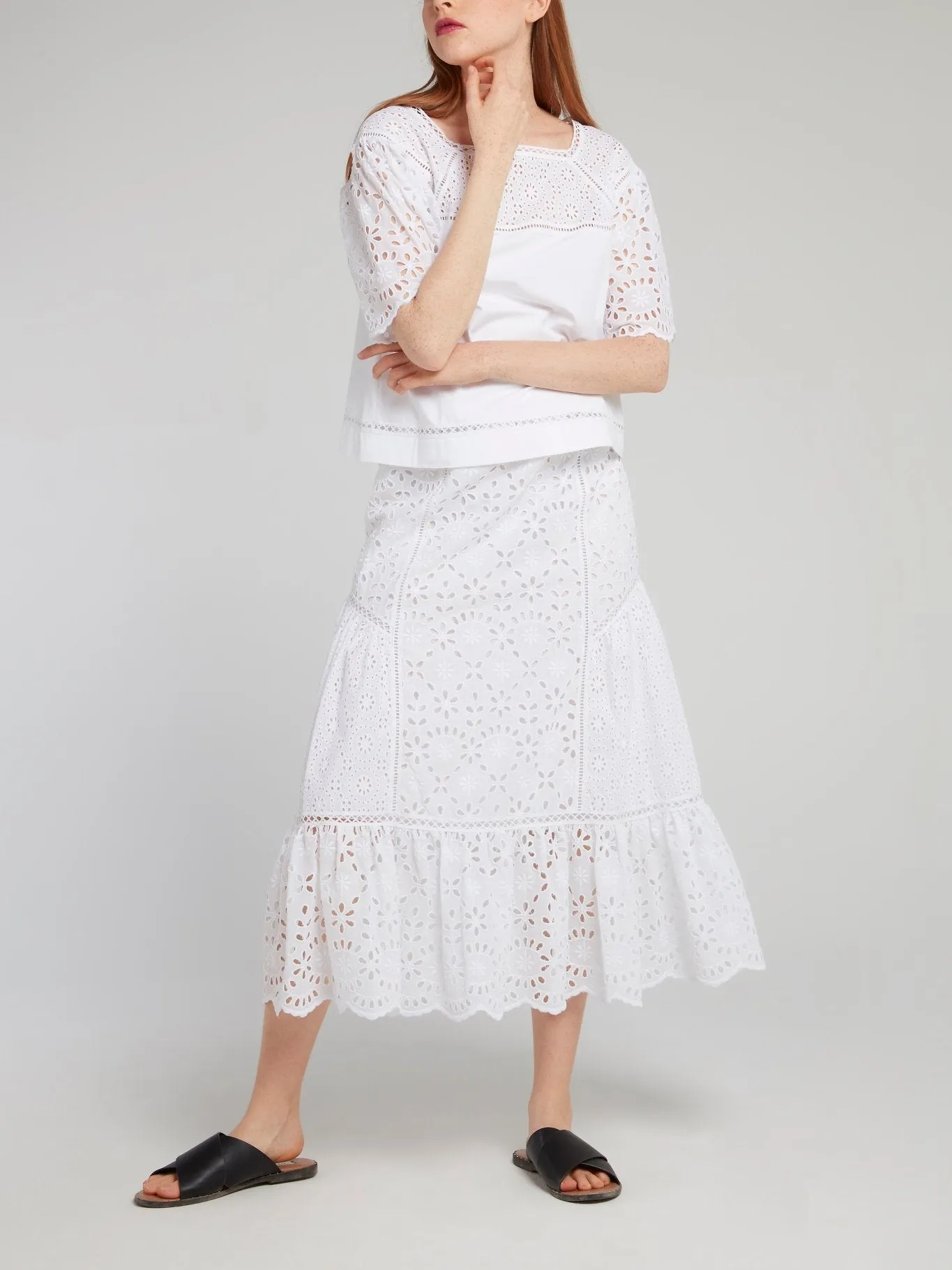 White Trumpet Midi Skirt