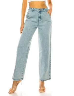 Wide Leg Boyfriend Acid Wash Jeans