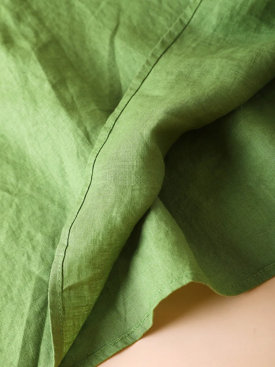 Women Summer Casual Pure Color 100%Linen Skirt