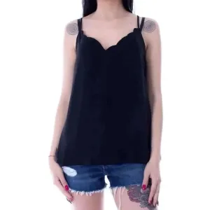 Women's Black Sweetheart Neckline Tank Top for Spring and Summer