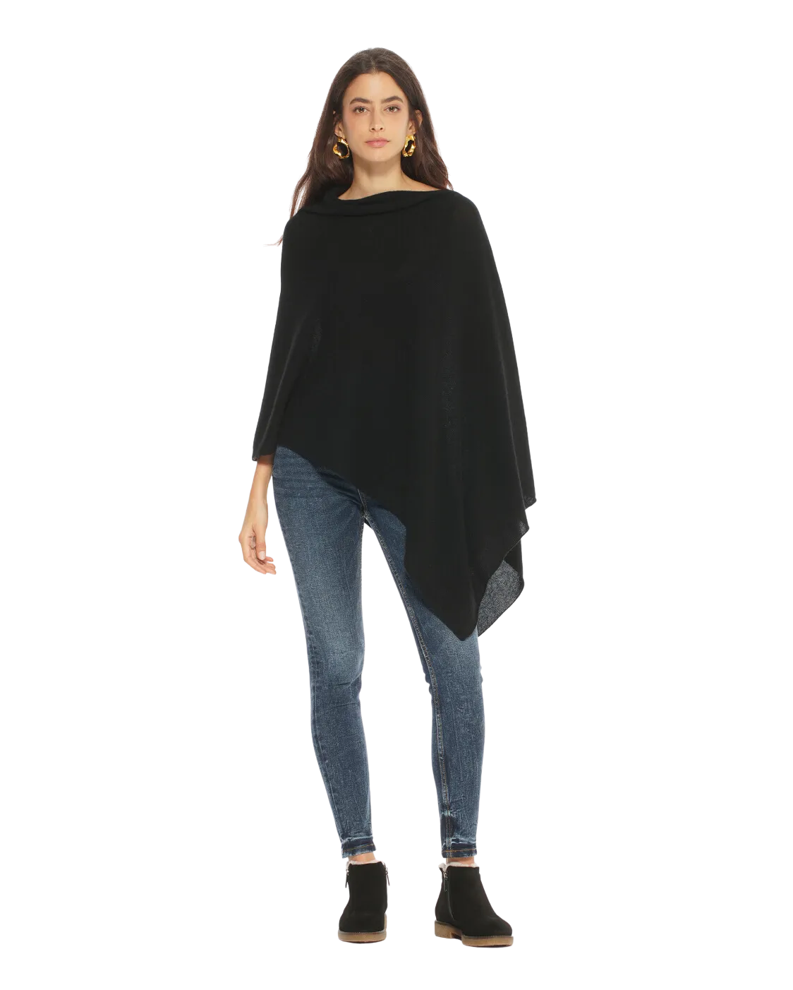Women's Essential Pure Cashmere Poncho Cyan