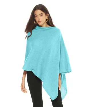 Women's Essential Pure Cashmere Poncho Cyan