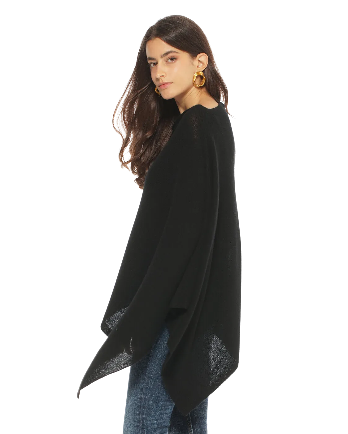 Women's Essential Pure Cashmere Poncho Cyan