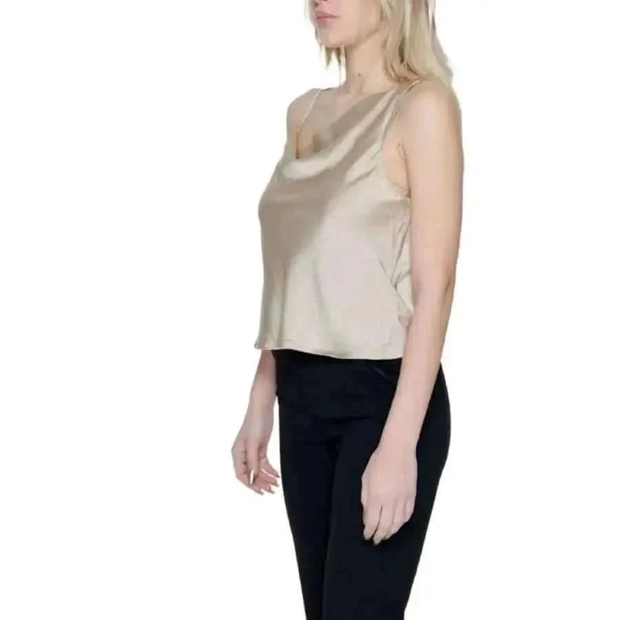 Women's Gold Tank Top with Straps in Polyester Blend