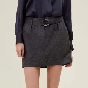 Women's High-Waist Wool Blend Skirt