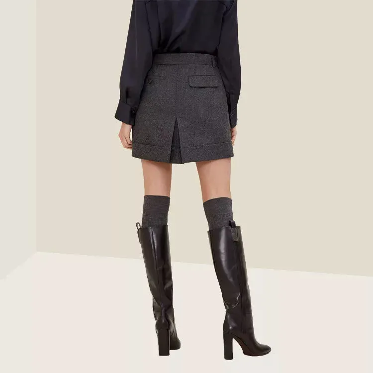 Women's High-Waist Wool Blend Skirt