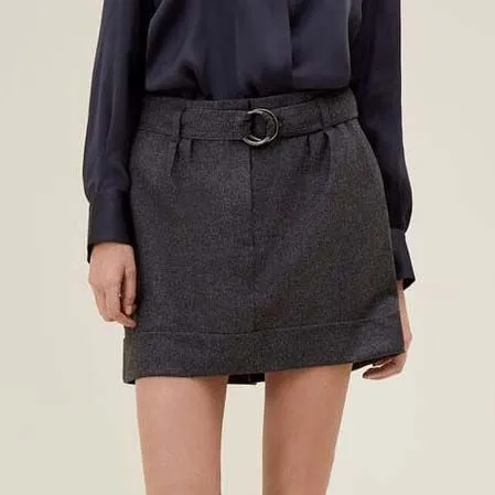 Women's High-Waist Wool Blend Skirt