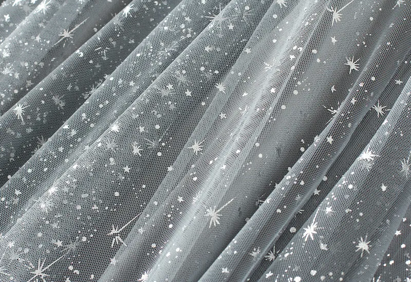 Women's Mid Length Sequin Star Mesh Gauze Skirt