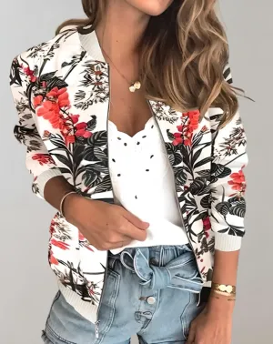 Women's Vibrant Floral Bomber Jacket A Trendy Spring Essential