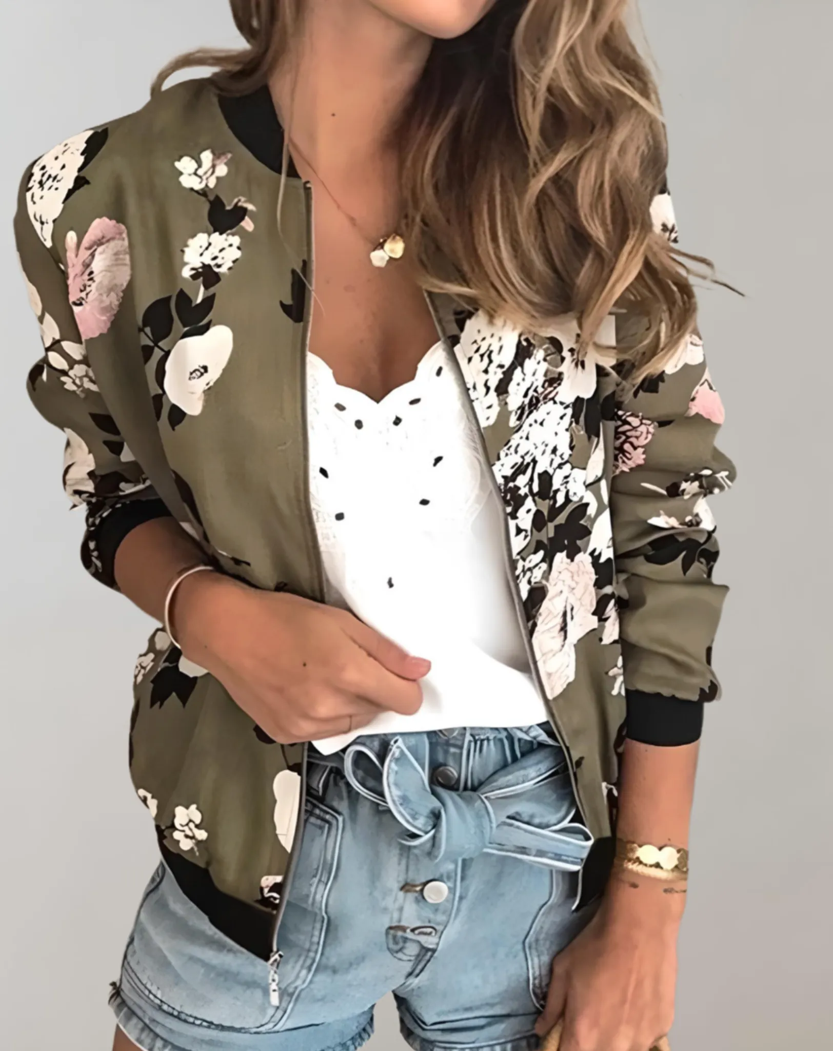 Women's Vibrant Floral Bomber Jacket A Trendy Spring Essential