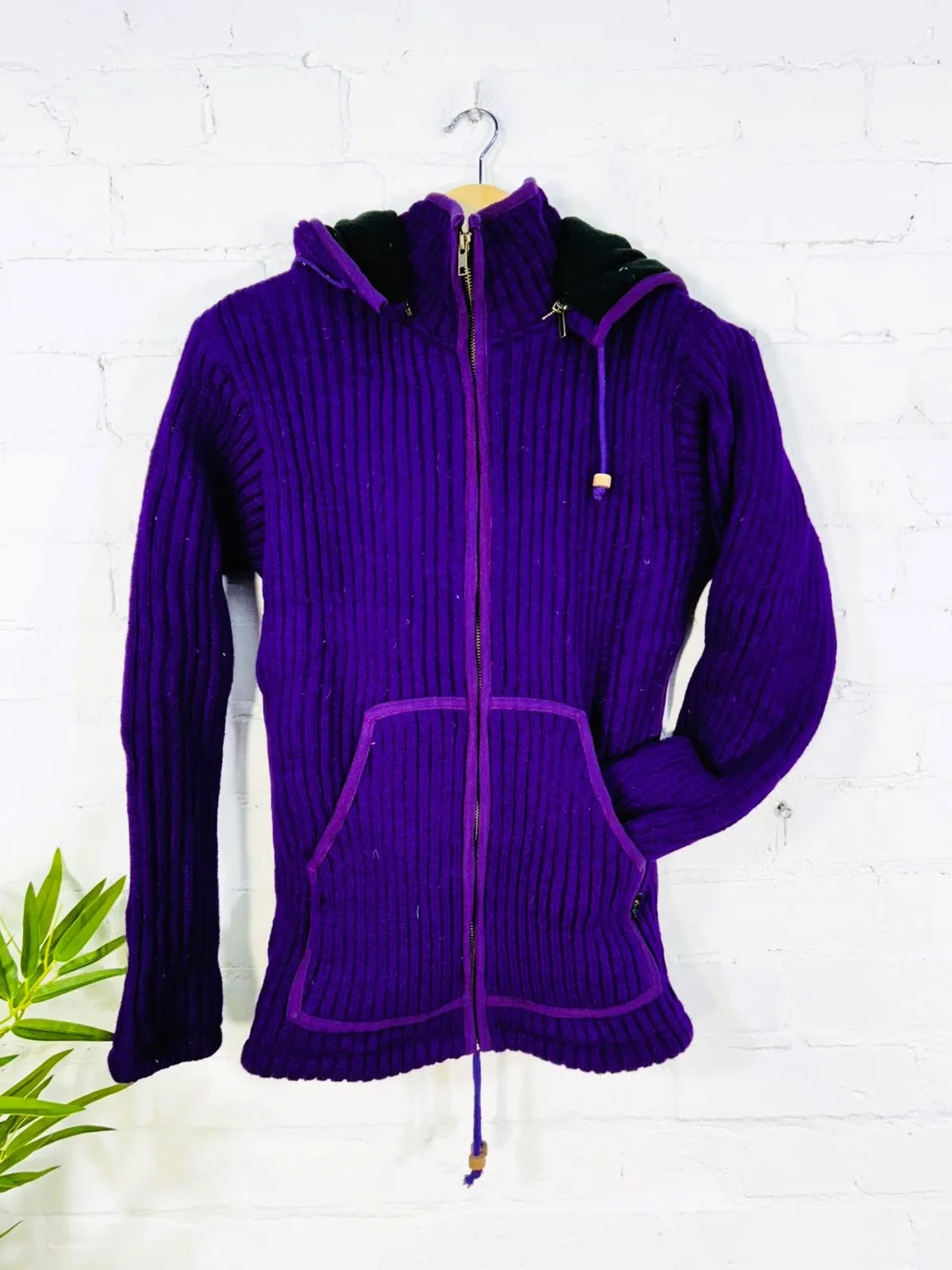 Woollen Knitted Hood Jacket