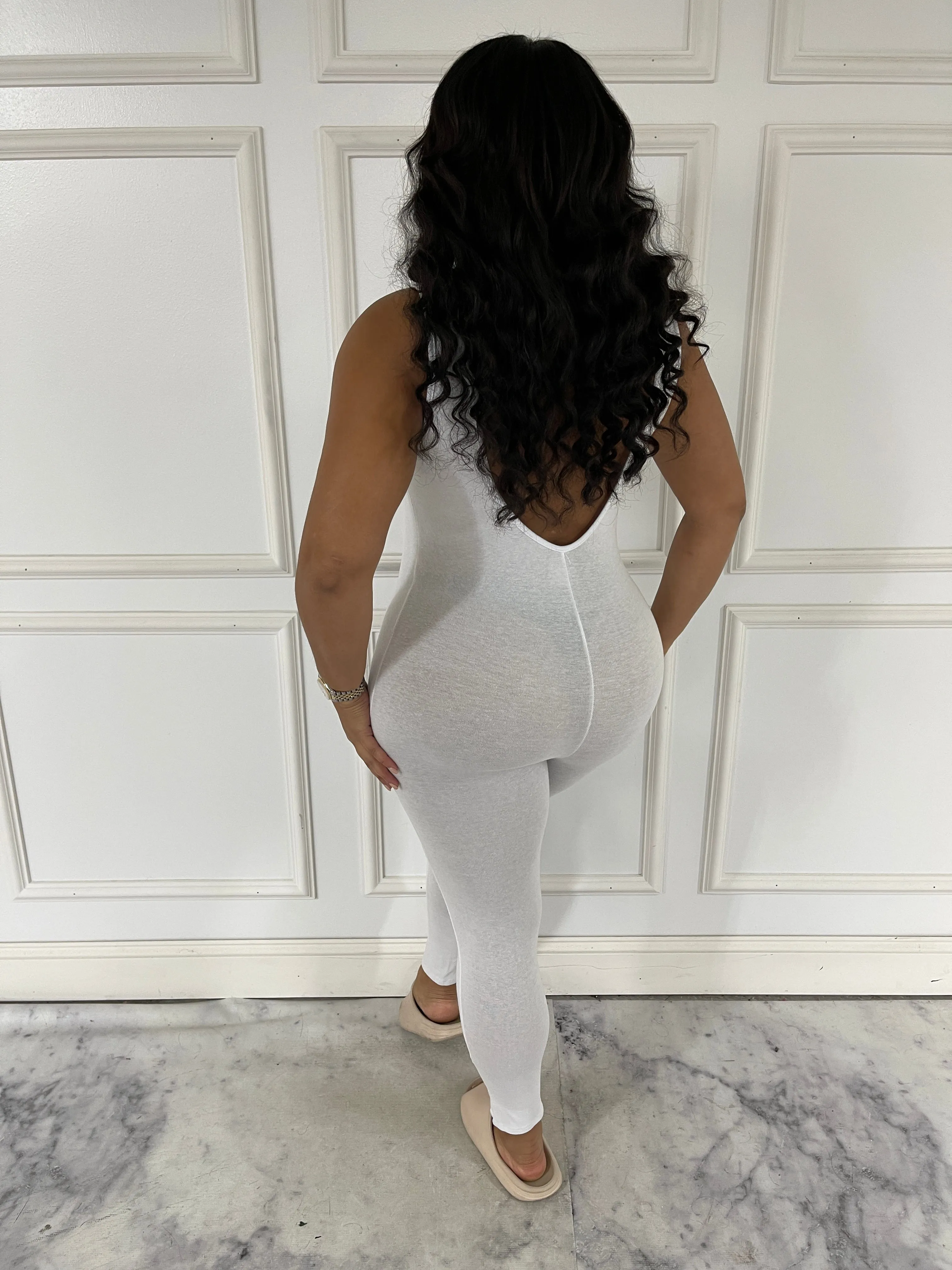 XMJ222XH-PLAIN TANK JUMPSUIT(PLUS)