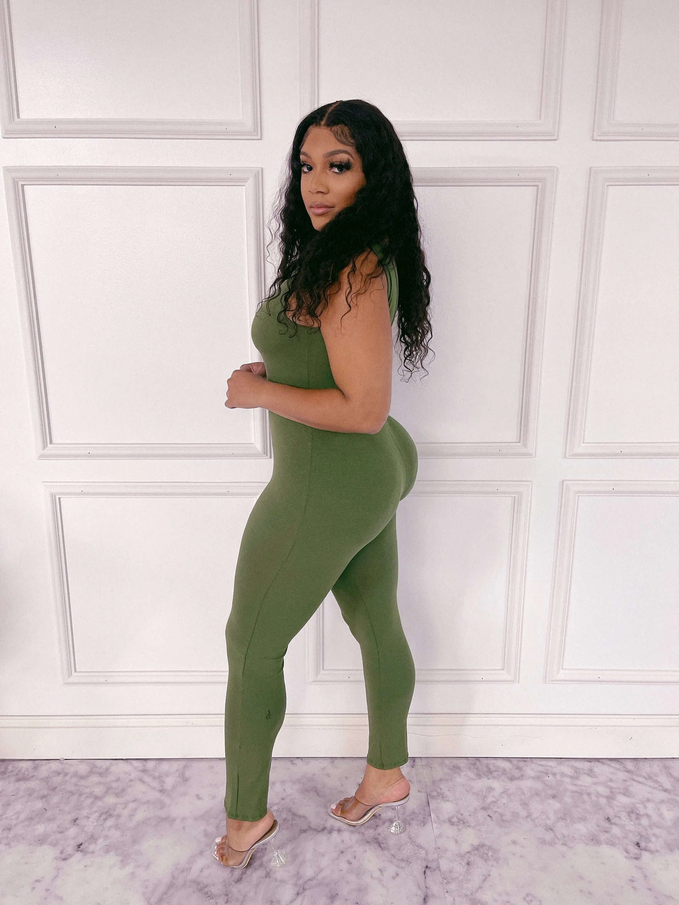 XMJ222XH-PLAIN TANK JUMPSUIT(PLUS)