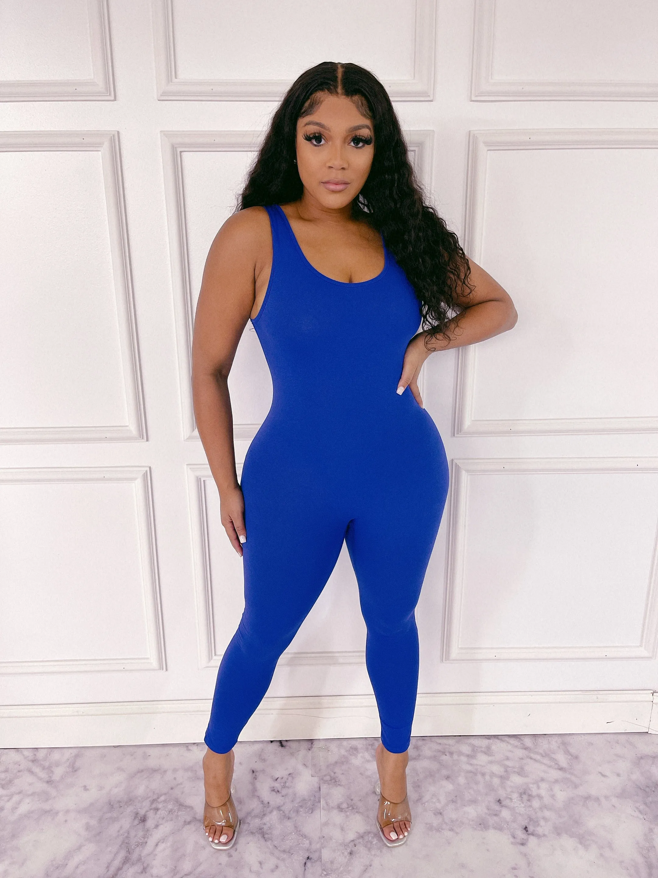 XMJ222XH-PLAIN TANK JUMPSUIT(PLUS)