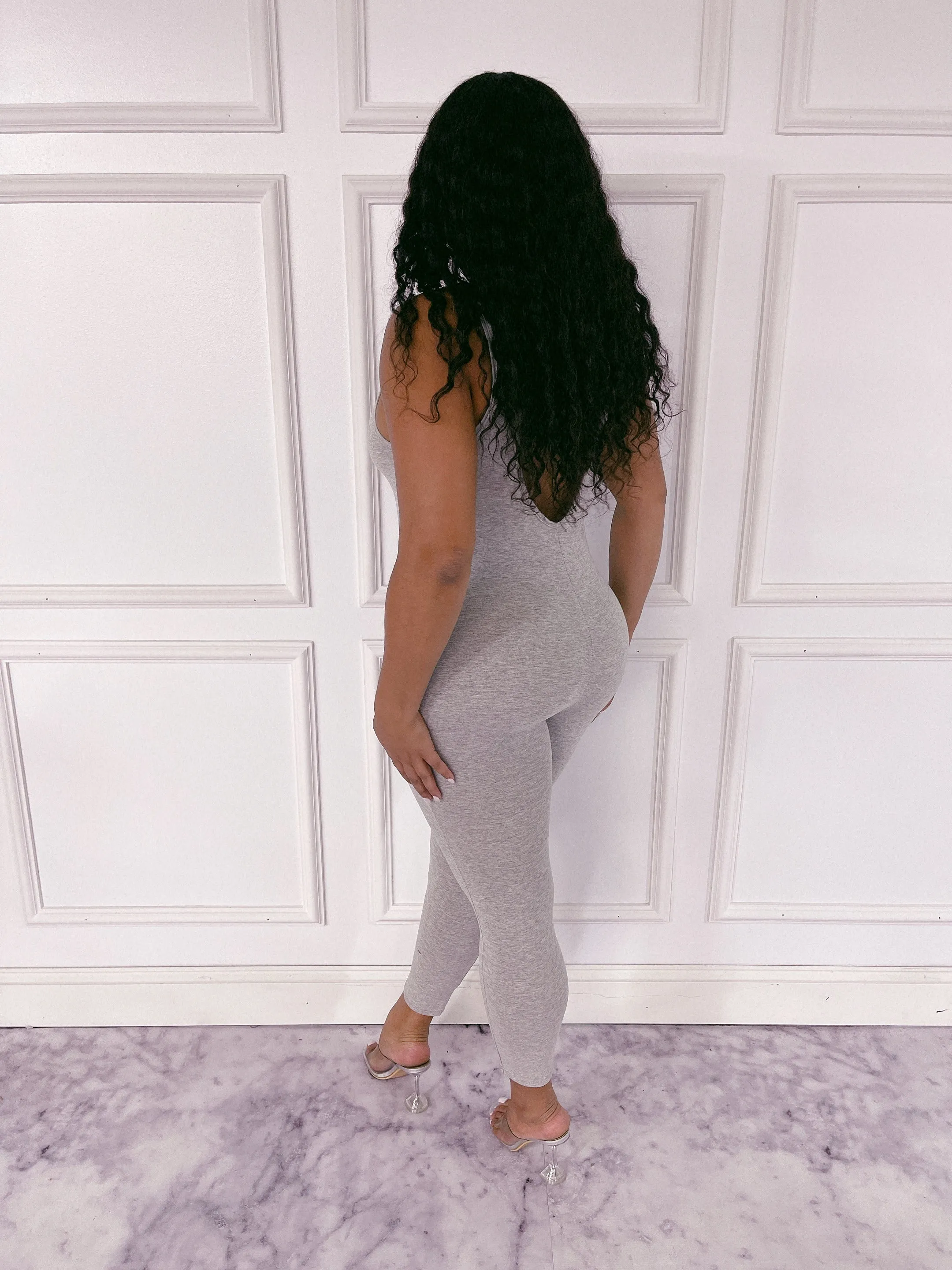 XMJ222XH-PLAIN TANK JUMPSUIT(PLUS)