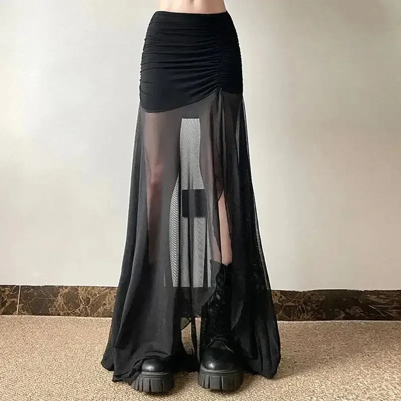 Y2K A-Line Ankle-Length Solid Dress for Spring and Summer Women