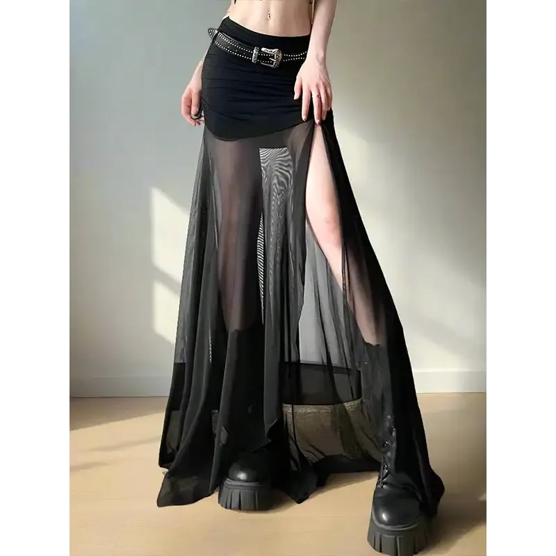 Y2K A-Line Ankle-Length Solid Dress for Spring and Summer Women
